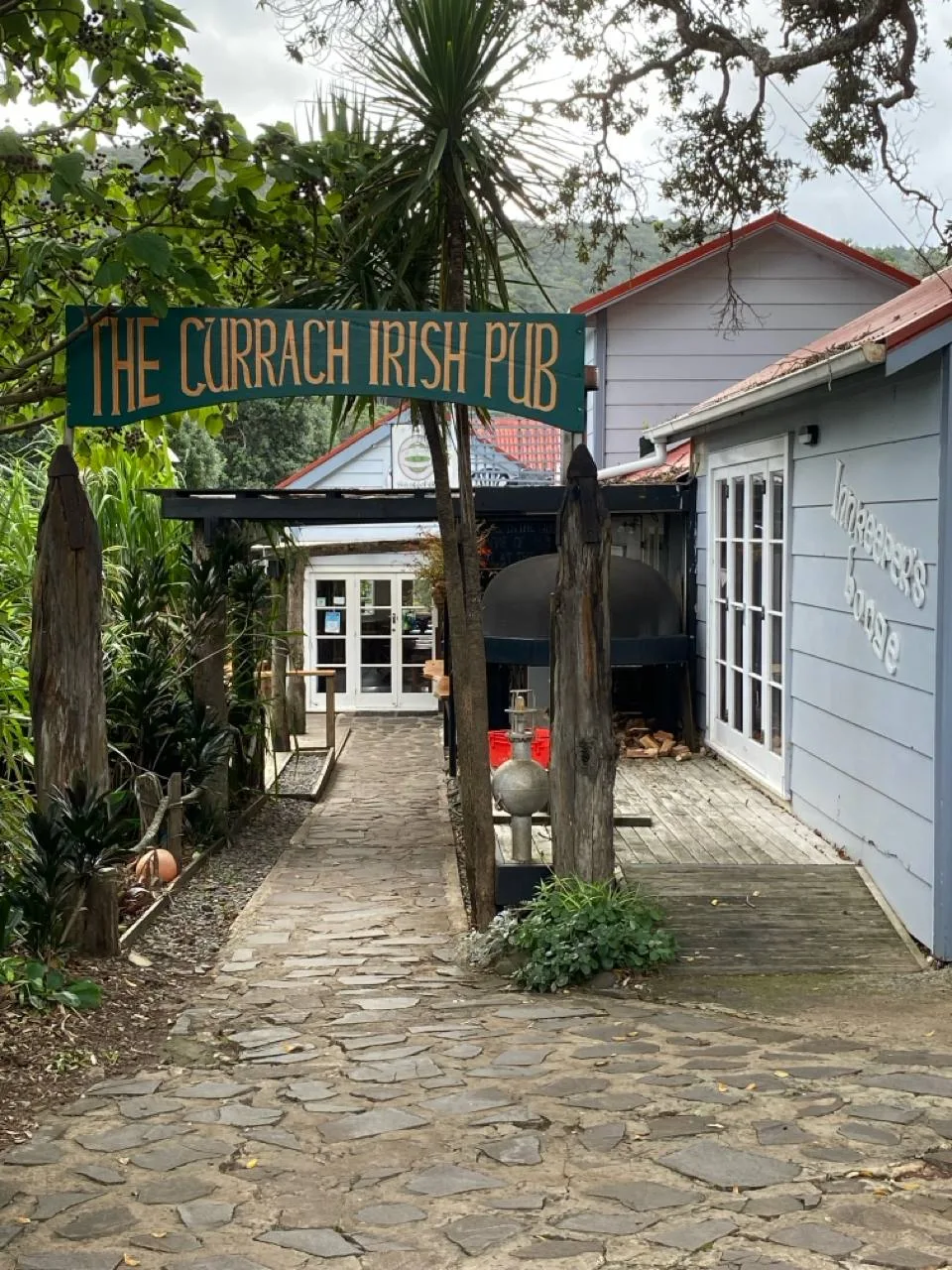The Currach Irish Pub entrance, Tryphena, Great Barrier Island