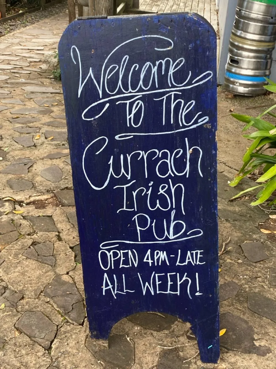 The Currach Irish Pub welcome sign, Great Barrier Island