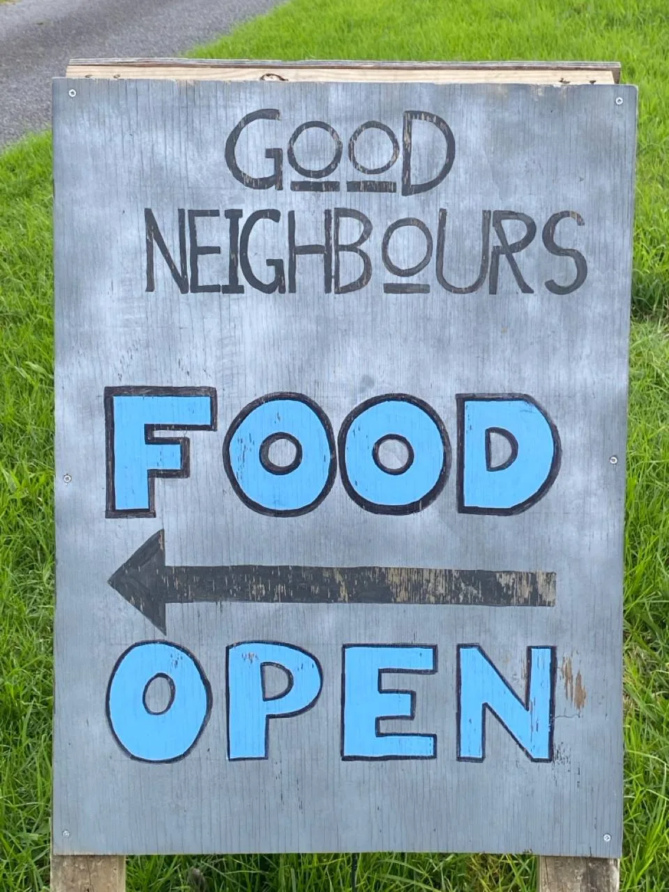 Good Neighbours food kitchen sign, Aotea Brewing, Great Barrier Island